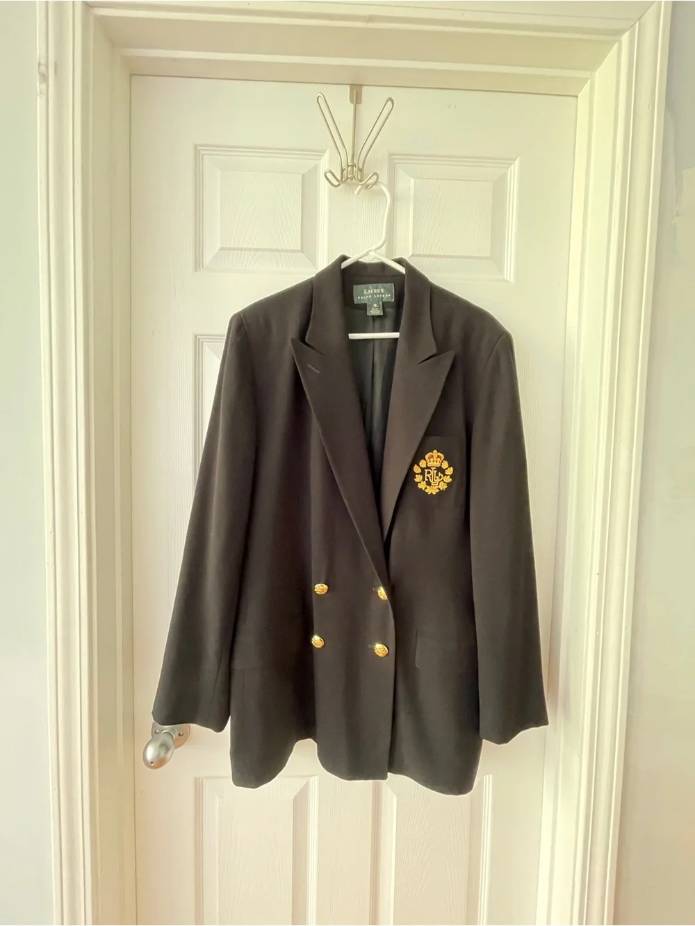 Ralph Lauren Black Blazer with Gold Logo Label - Picture 1 of 5